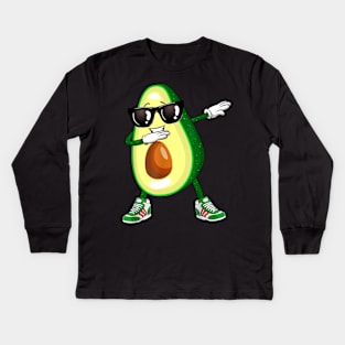 Dabbing Avocado Shirt Funny Vegan Food Lover Tee Kids Women Kids Long Sleeve T-Shirt